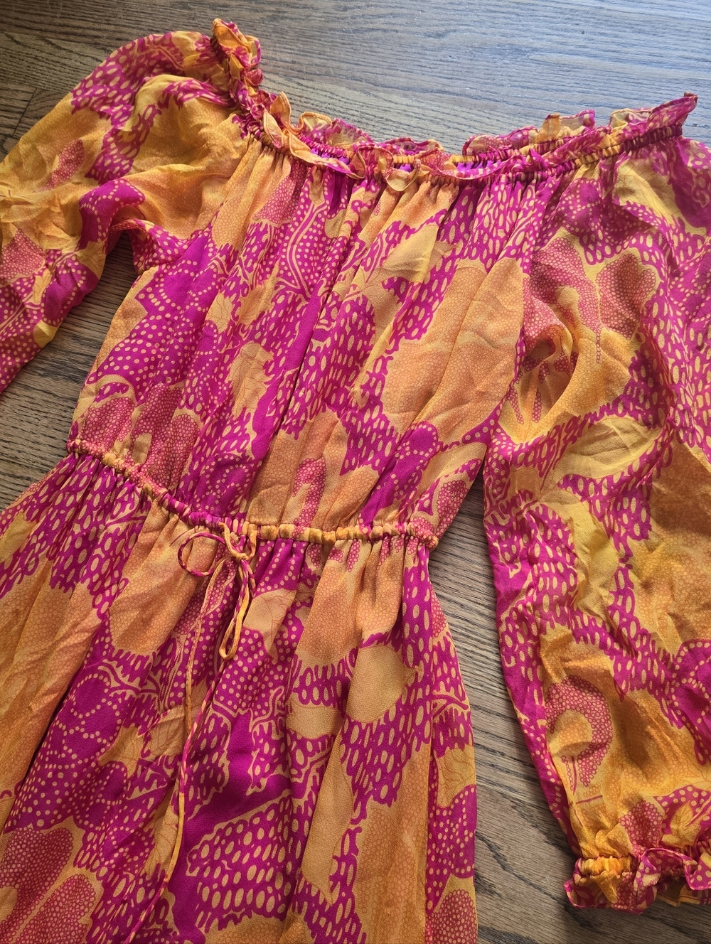 Silk DVF Diane Von Furstenberg Maxi Dress On Off Shoulder 4/6/8